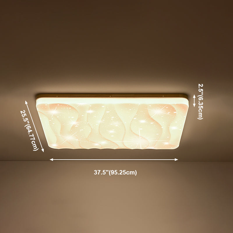 Plafonnier LED en forme de géométrie, style moderne et simple, en bois, 1 lumière, encastré, pour chambre à coucher