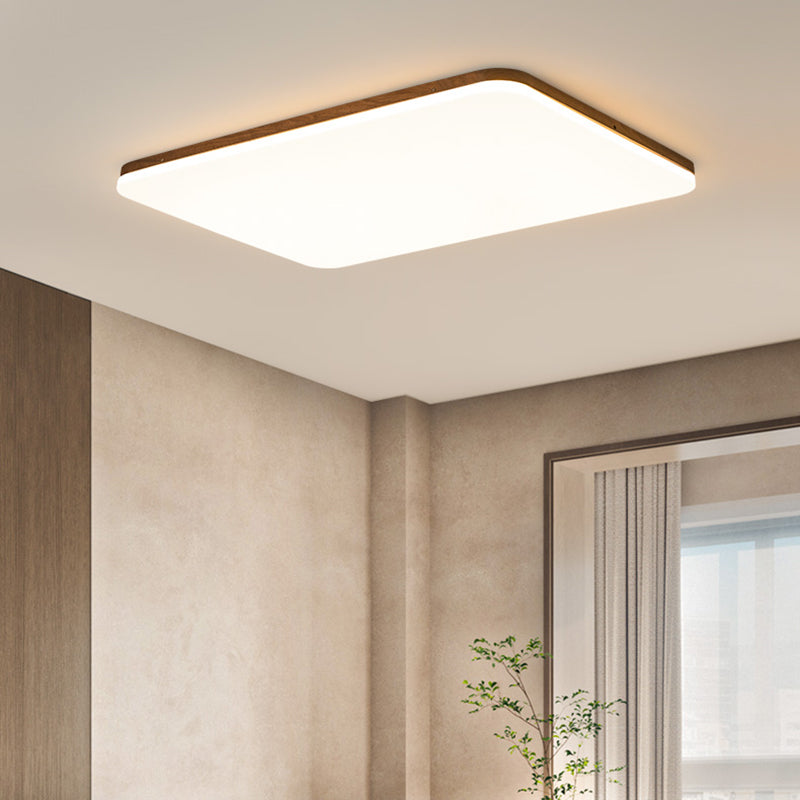 Geometry Shape LED Ceiling Lamp Modern Simple Style Wood 1 Light Flush Mount for Living Room