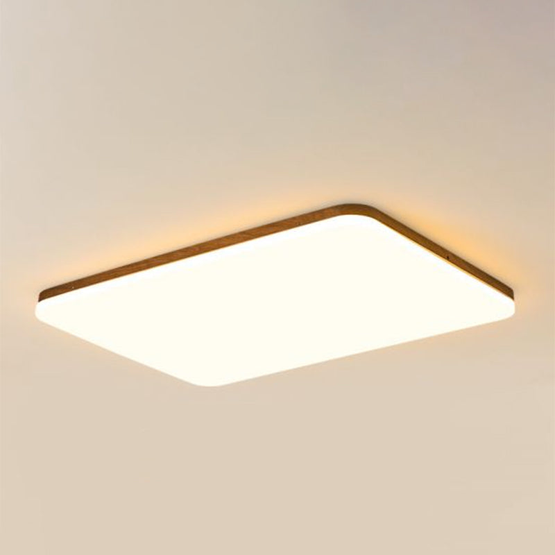 Geometry Shape LED Ceiling Lamp Modern Simple Style Wood 1 Light Flush Mount for Living Room