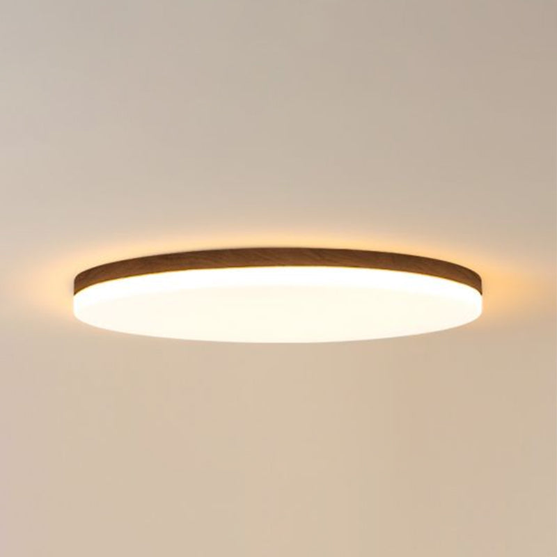 Geometry Shape LED Ceiling Lamp Modern Simple Style Wood 1 Light Flush Mount for Living Room