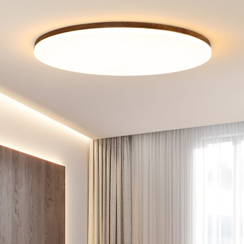 Geometry Shape LED Ceiling Lamp Modern Simple Style Wood 1 Light Flush Mount for Living Room