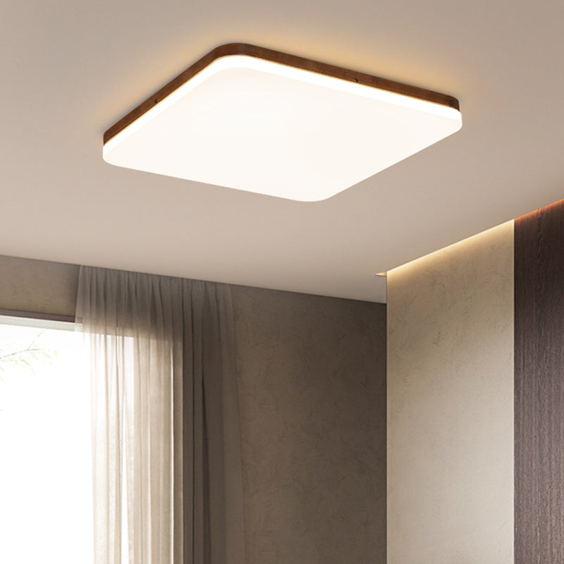 Geometry Shape LED Ceiling Lamp Modern Simple Style Wood 1 Light Flush Mount for Living Room