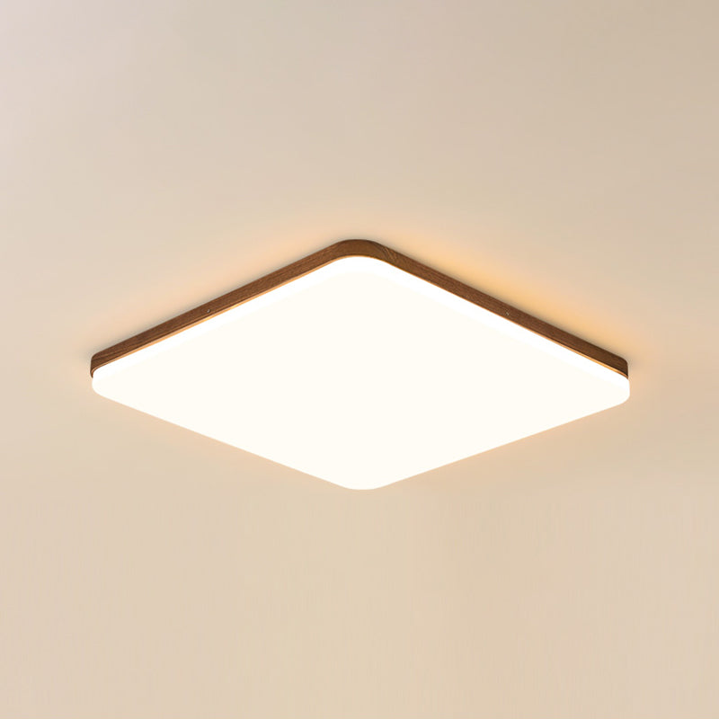 Geometry Shape LED Ceiling Lamp Modern Simple Style Wood 1 Light Flush Mount for Living Room