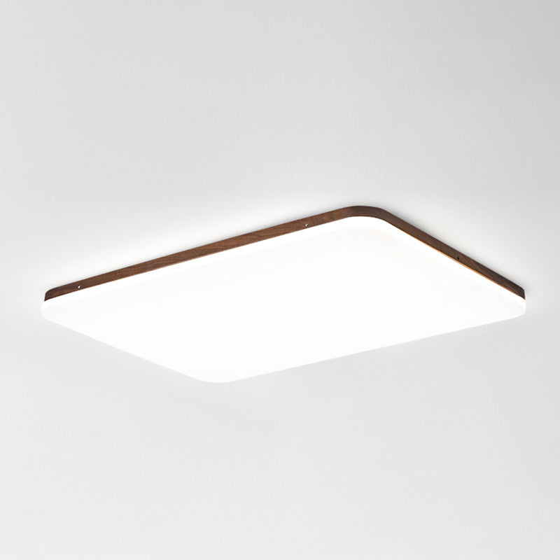 Geometry Shape LED Ceiling Lamp Modern Simple Style Wood 1 Light Flush Mount for Living Room