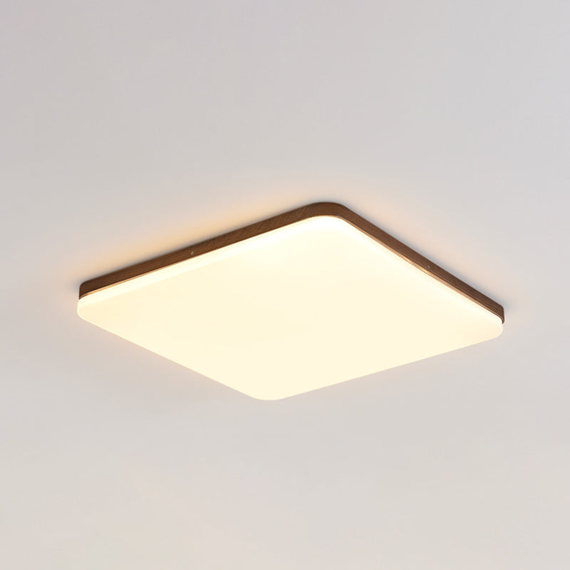 Geometry Shape LED Ceiling Lamp Modern Simple Style Wood 1 Light Flush Mount for Living Room