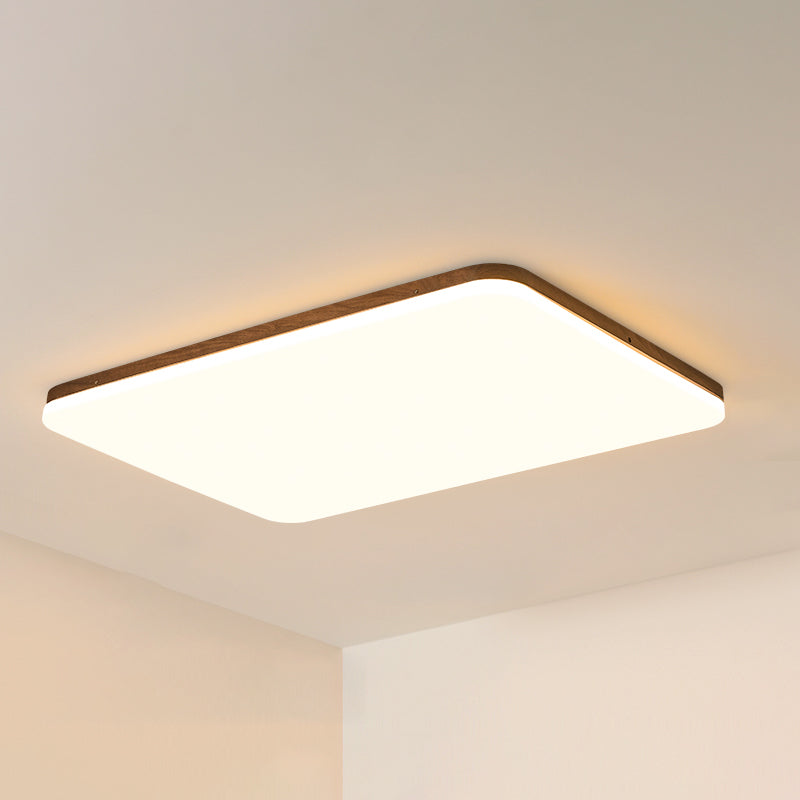 Geometry Shape LED Ceiling Lamp Modern Simple Style Wood 1 Light Flush Mount for Living Room