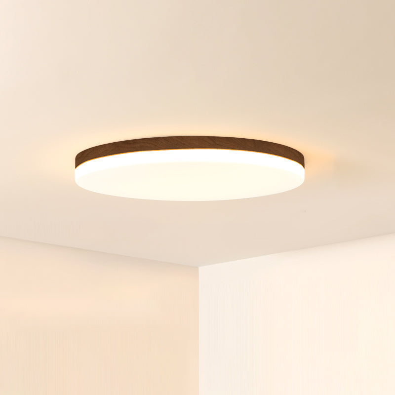 Geometry Shape LED Ceiling Lamp Modern Simple Style Wood 1 Light Flush Mount for Living Room