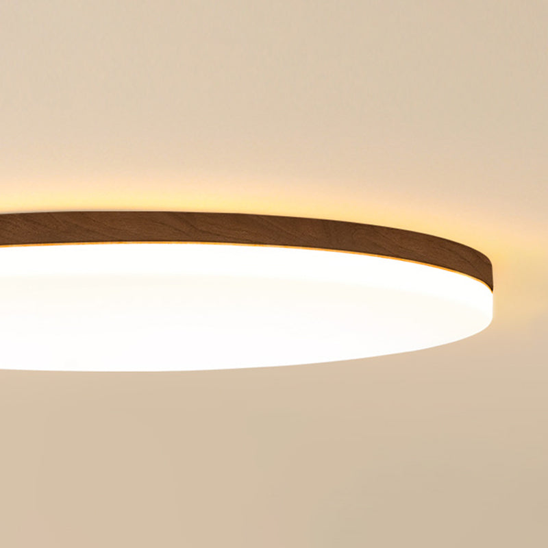 Geometry Shape LED Ceiling Lamp Modern Simple Style Wood 1 Light Flush Mount for Living Room