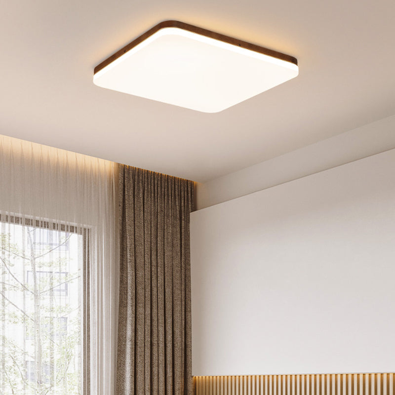 Geometry Shape LED Ceiling Lamp Modern Simple Style Wood 1 Light Flush Mount for Living Room