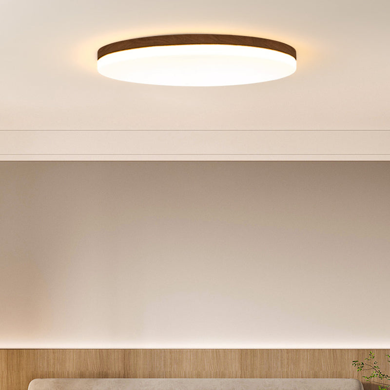 Geometry Shape LED Ceiling Lamp Modern Simple Style Wood 1 Light Flush Mount for Living Room
