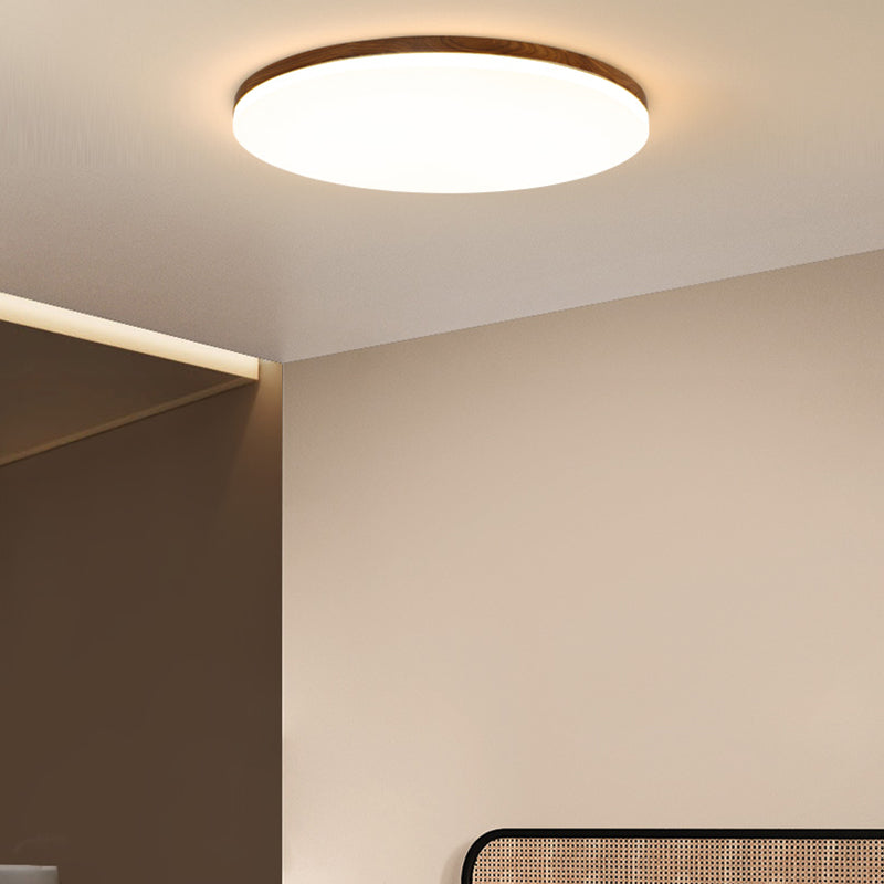 Geometry Shape LED Ceiling Lamp Modern Simple Style Wood 1 Light Flush Mount for Living Room