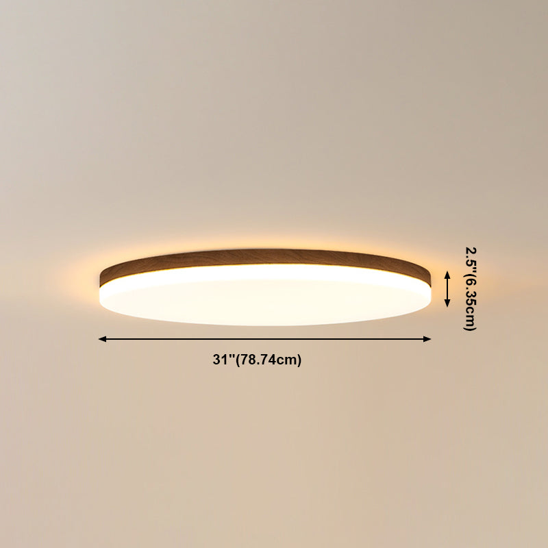 Geometry Shape LED Ceiling Lamp Modern Simple Style Wood 1 Light Flush Mount for Living Room
