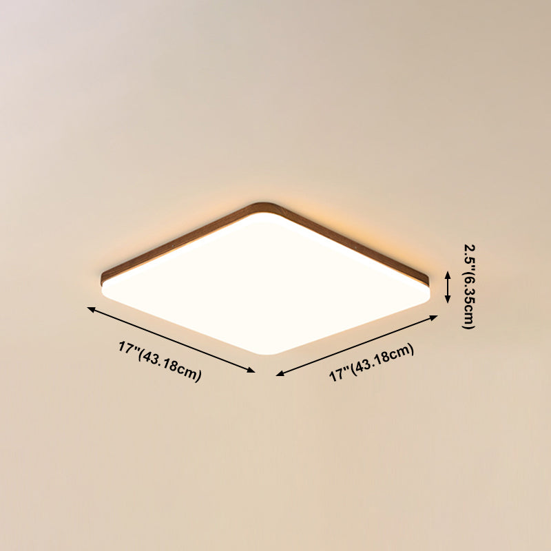 Geometry Shape LED Ceiling Lamp Modern Simple Style Wood 1 Light Flush Mount for Living Room