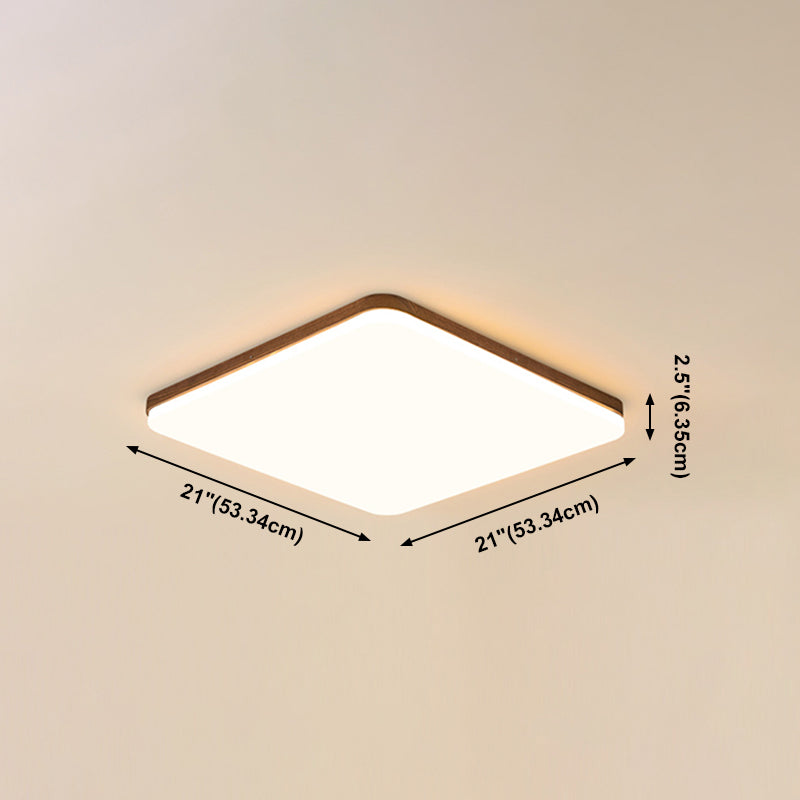 Geometry Shape LED Ceiling Lamp Modern Simple Style Wood 1 Light Flush Mount for Living Room
