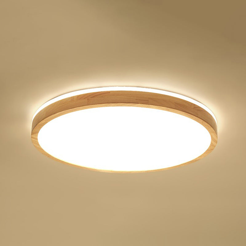 Geometry Shape LED Ceiling Lamp Modern Simple Style Wood 2 Lights Flush Mount for Living Room