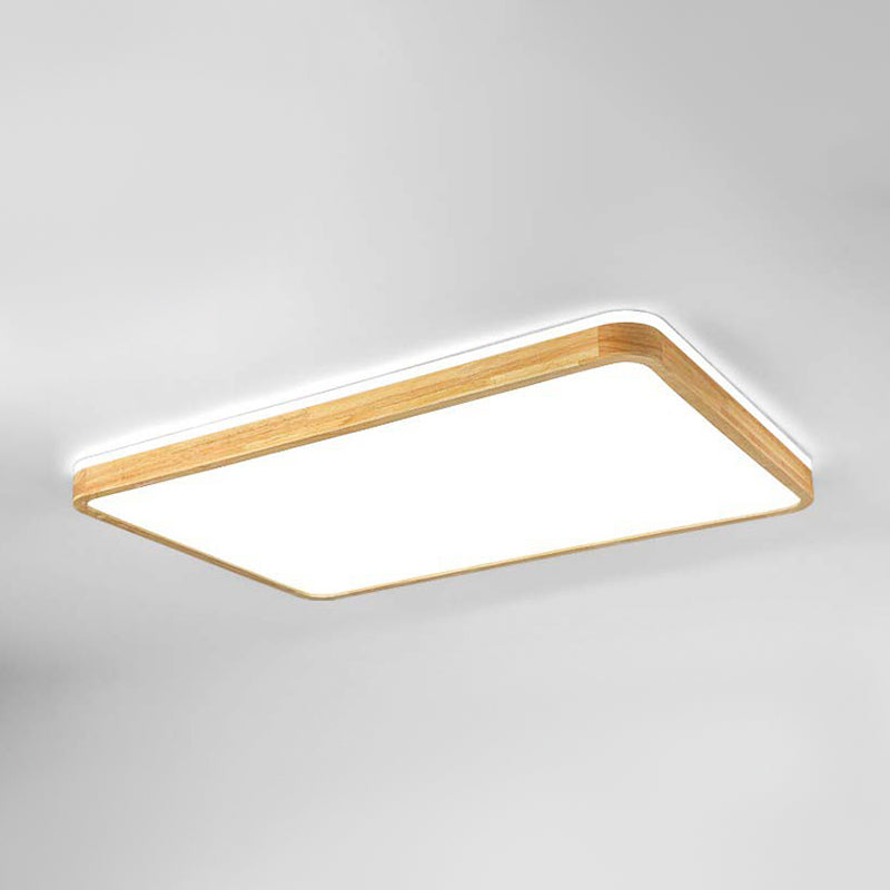 Geometry Shape LED Ceiling Lamp Modern Simple Style Wood 2 Lights Flush Mount for Living Room