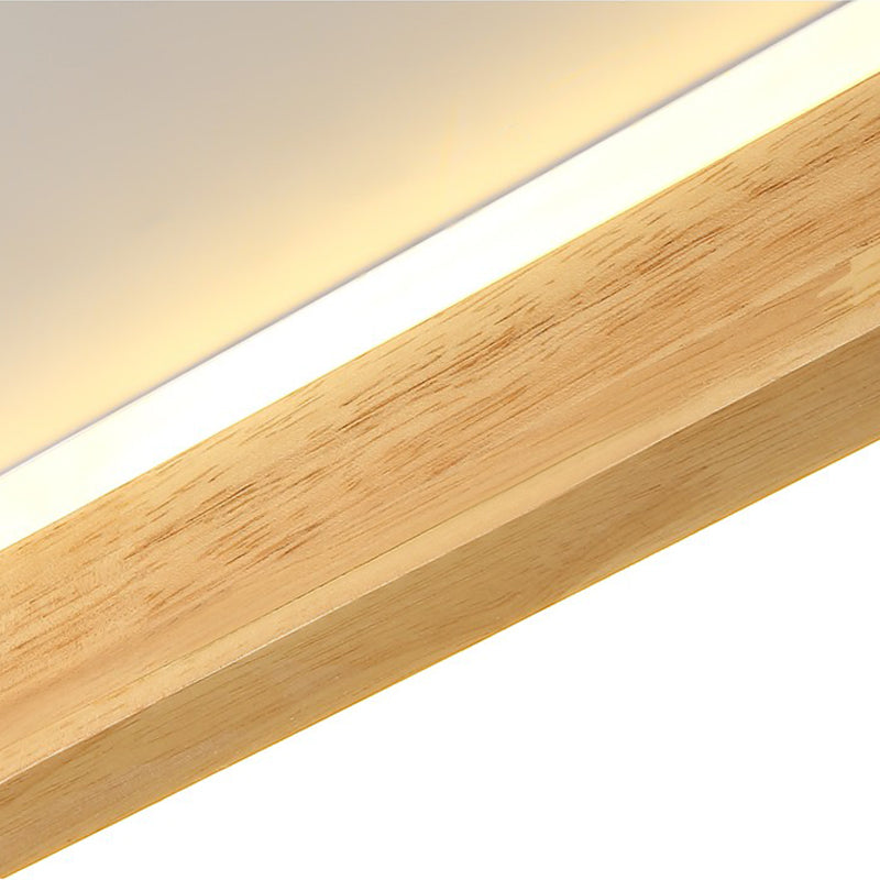 Geometry Shape LED Ceiling Lamp Modern Simple Style Wood 2 Lights Flush Mount for Living Room