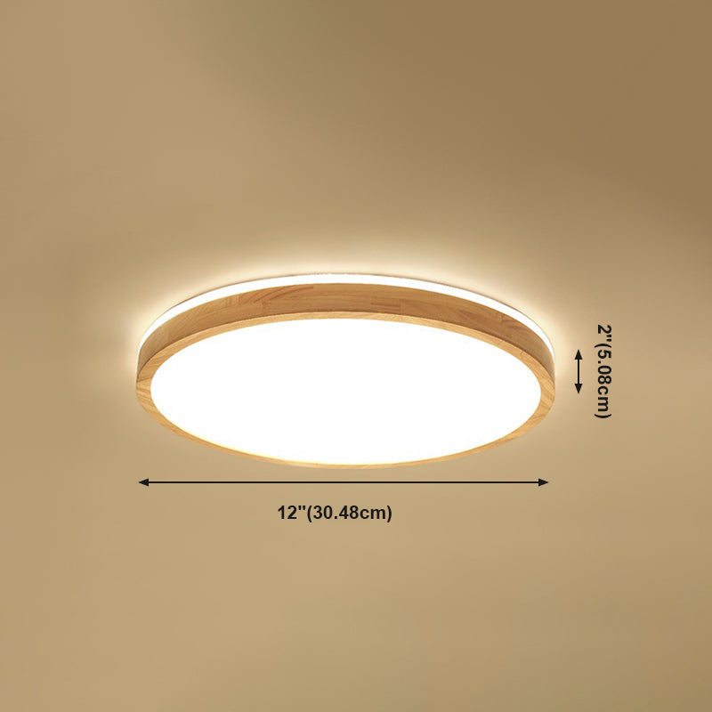 Geometry Shape LED Ceiling Lamp Modern Simple Style Wood 2 Lights Flush Mount for Living Room