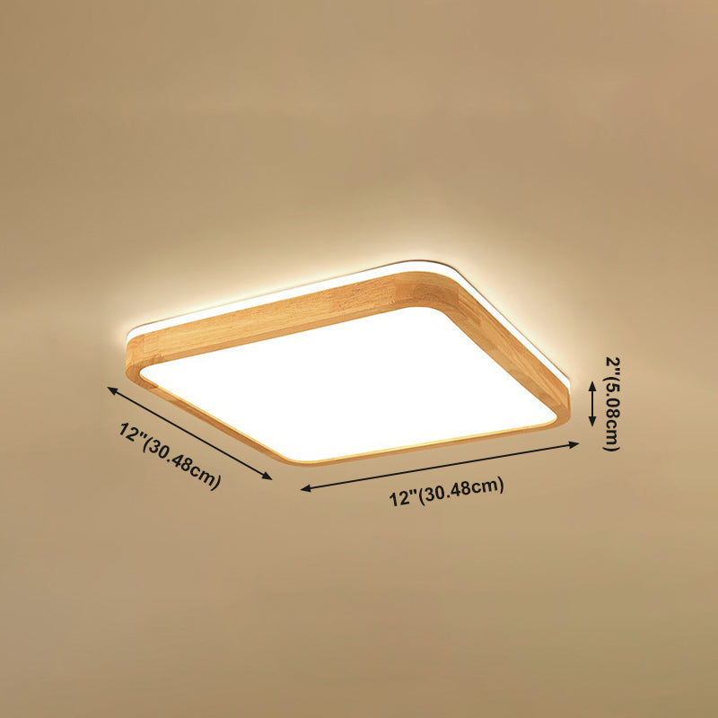 Geometry Shape LED Ceiling Lamp Modern Simple Style Wood 2 Lights Flush Mount for Living Room