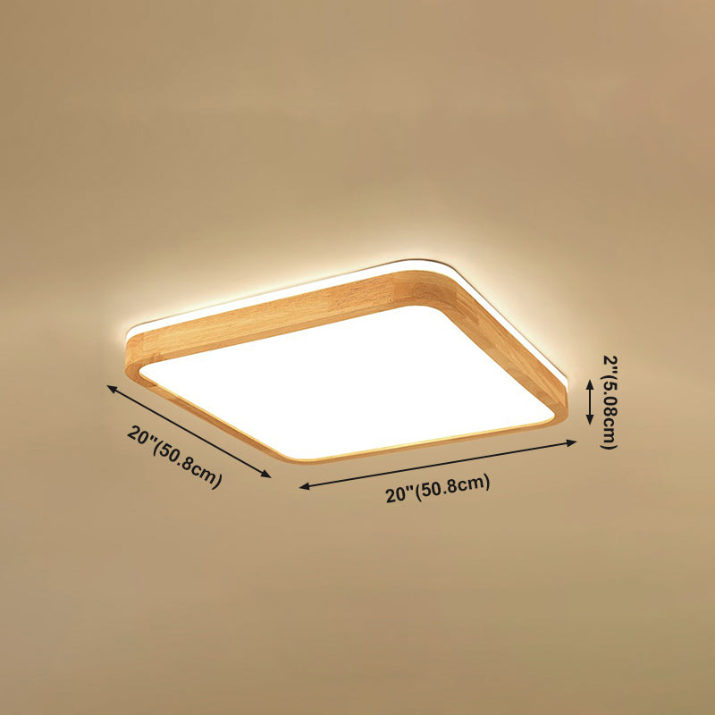 Geometry Shape LED Ceiling Lamp Modern Simple Style Wood 2 Lights Flush Mount for Living Room