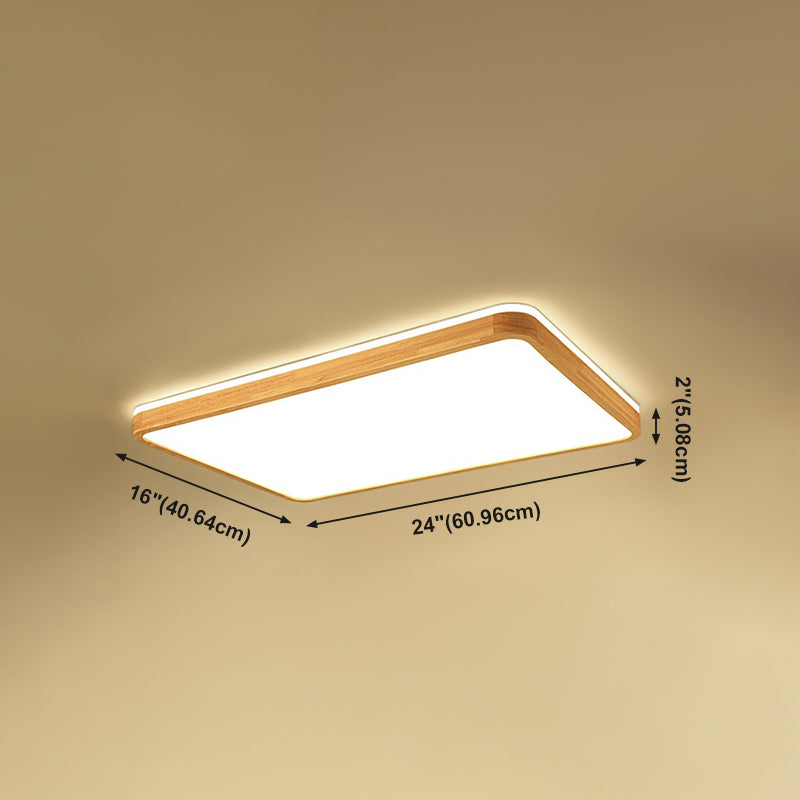 Geometry Shape LED Ceiling Lamp Modern Simple Style Wood 2 Lights Flush Mount for Living Room