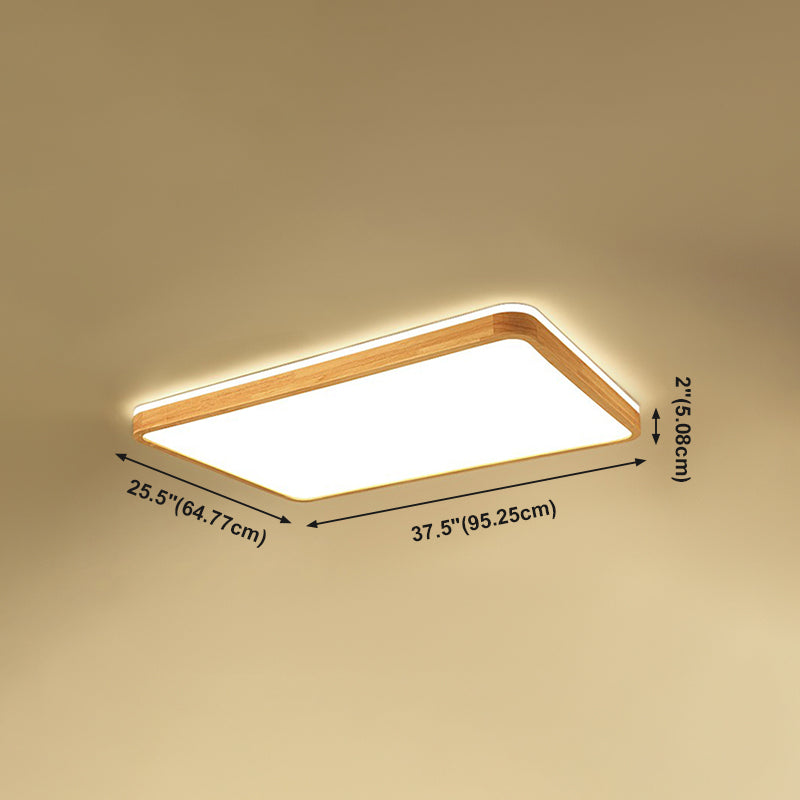 Geometry Shape LED Ceiling Lamp Modern Simple Style Wood 2 Lights Flush Mount for Living Room