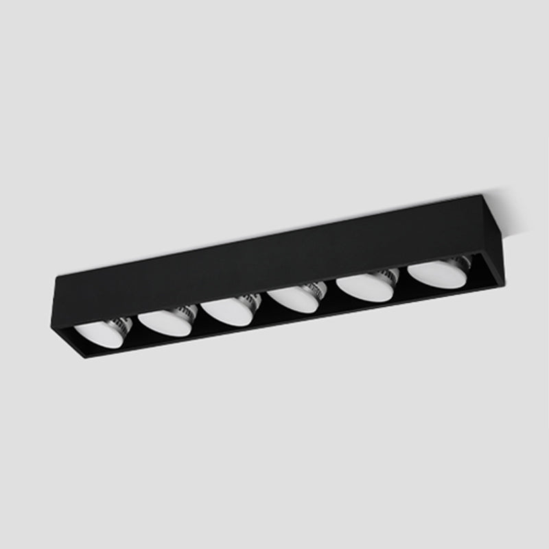 Rectangle Shape LED Ceiling Lamp Modern Simple Style Aluminium 6 Lights Flush Mount for Living Room
