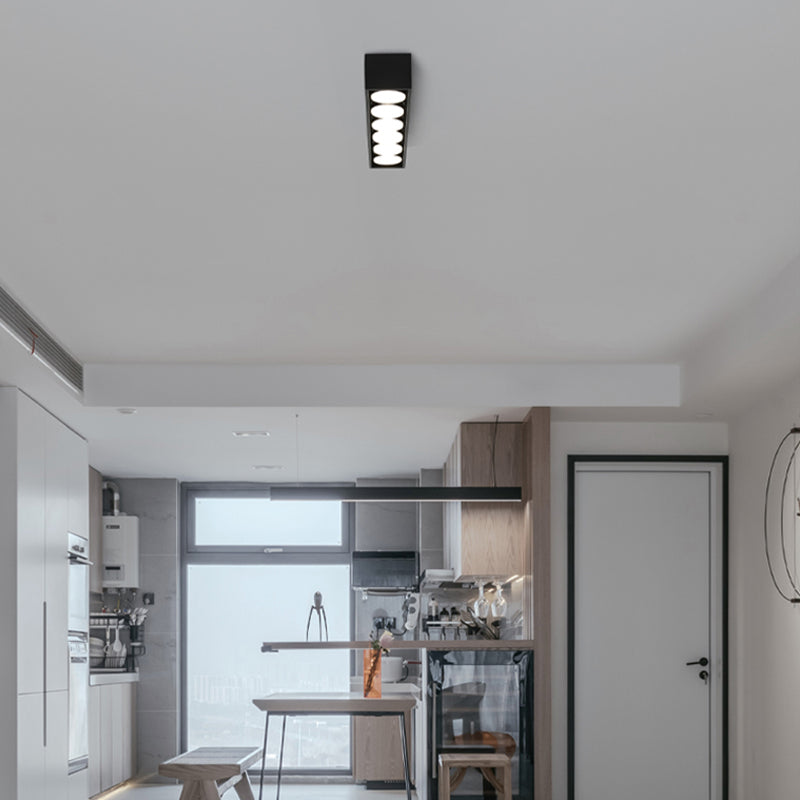 Rectangle Shape LED Ceiling Lamp Modern Simple Style Aluminium 6 Lights Flush Mount for Living Room