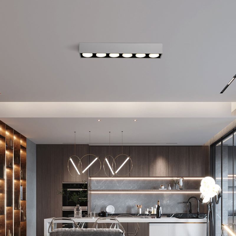 Plafonnier LED de forme rectangulaire, Style Simple et moderne en aluminium, 6 lumières encastrées pour le salon