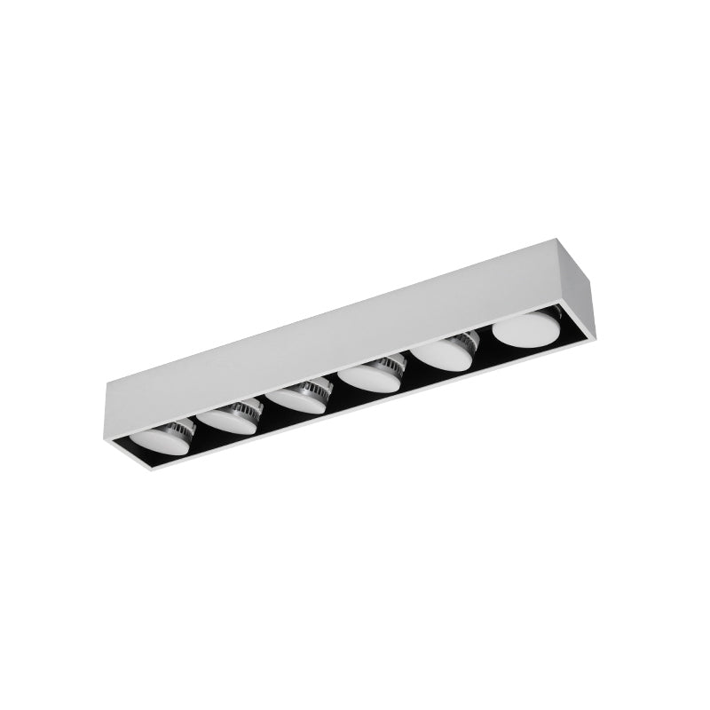 Rectangle Shape LED Ceiling Lamp Modern Simple Style Aluminium 6 Lights Flush Mount for Living Room