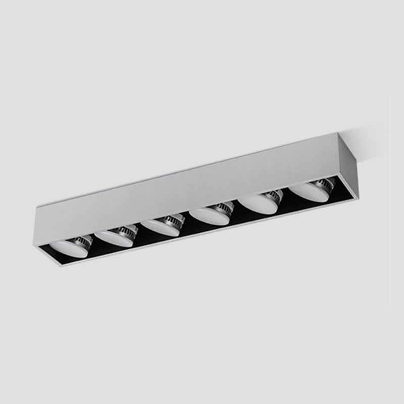 Rectangle Shape LED Ceiling Lamp Modern Simple Style Aluminium 6 Lights Flush Mount for Living Room