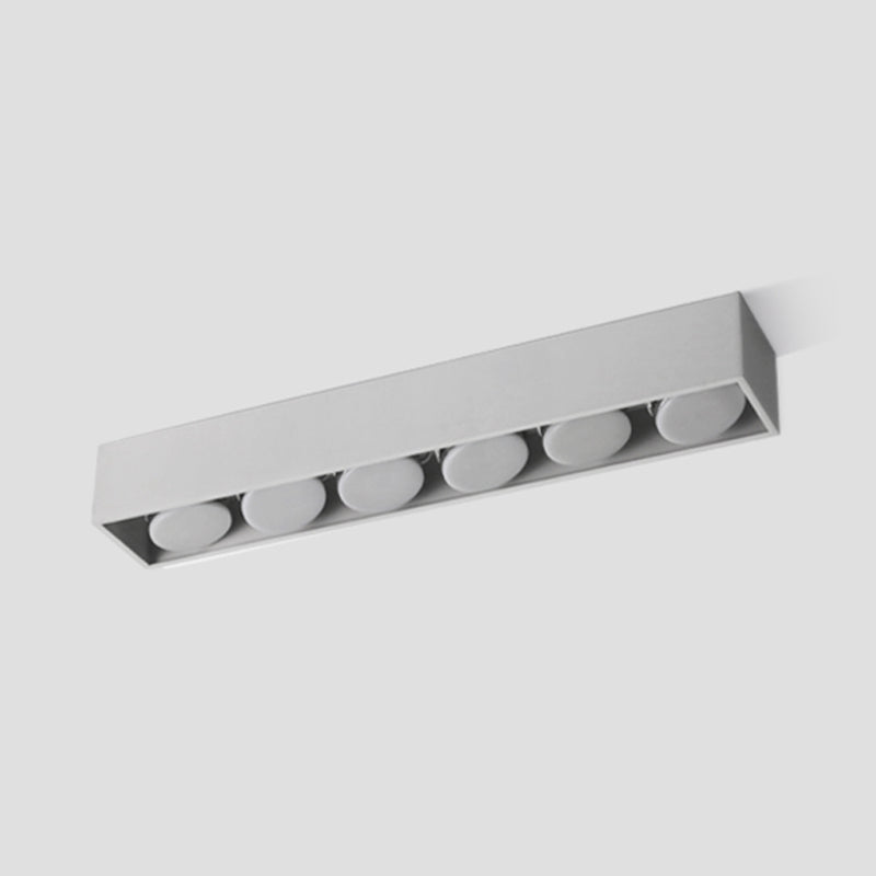 Rectangle Shape LED Ceiling Lamp Modern Simple Style Aluminium 6 Lights Flush Mount for Living Room