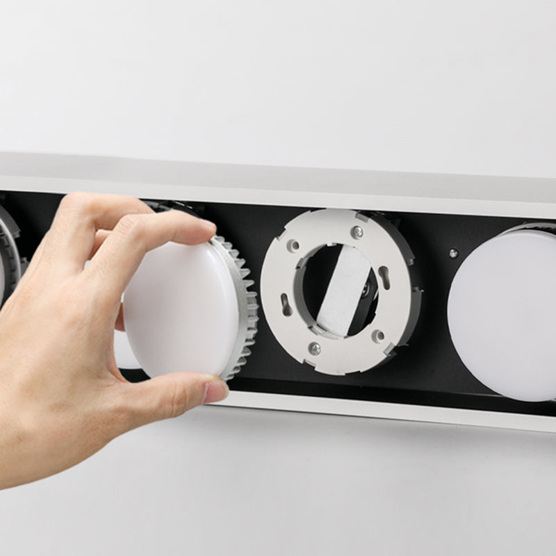 Plafonnier LED de forme rectangulaire, Style Simple et moderne en aluminium, 6 lumières encastrées pour le salon