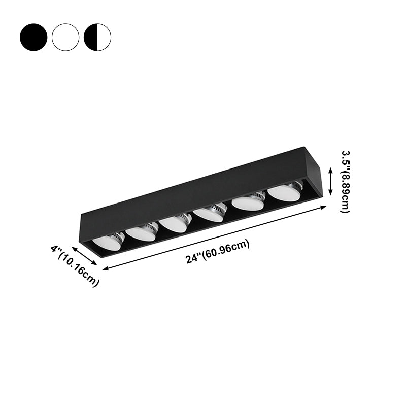 Rectangle Shape LED Ceiling Lamp Modern Simple Style Aluminium 6 Lights Flush Mount for Living Room