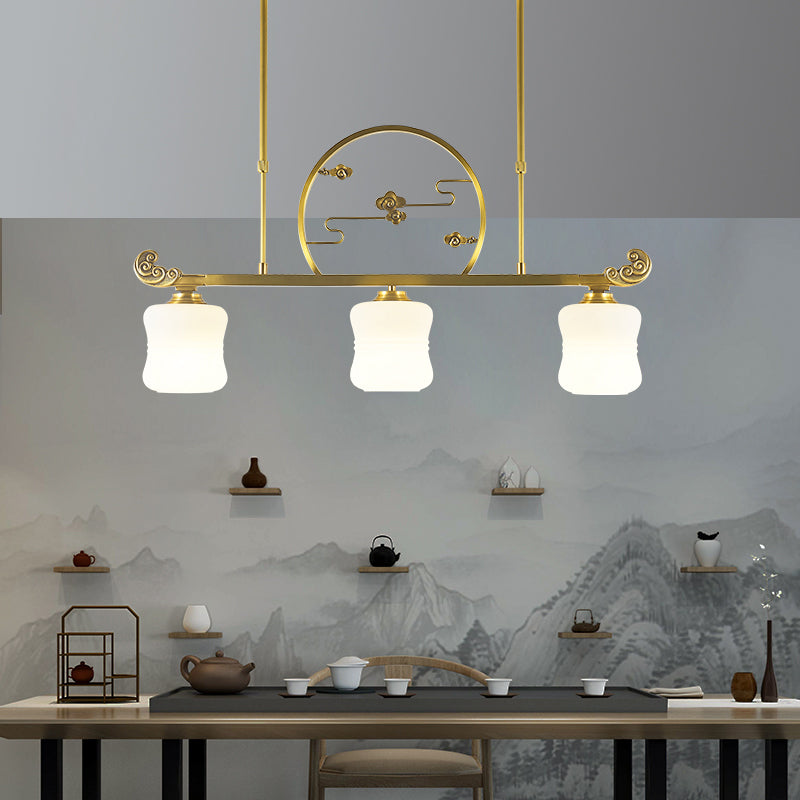 Éclairage d'éclairage d'île géométrique Contemporain 3 Éclairage d'îlot de cuisine léger avec une teinte en verre