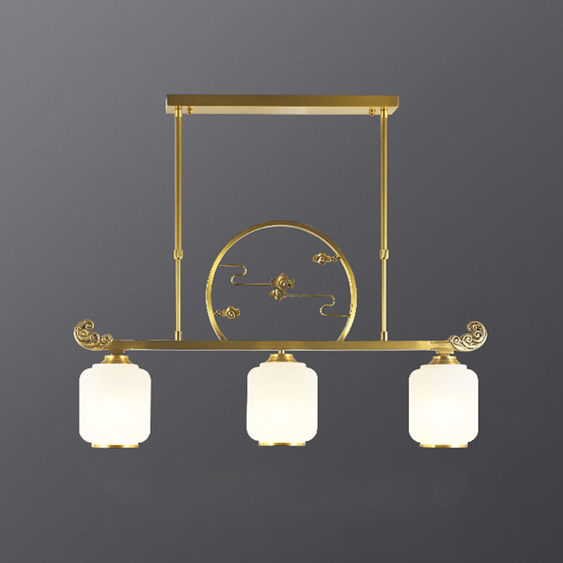 Éclairage d'éclairage d'île géométrique Contemporain 3 Éclairage d'îlot de cuisine léger avec une teinte en verre