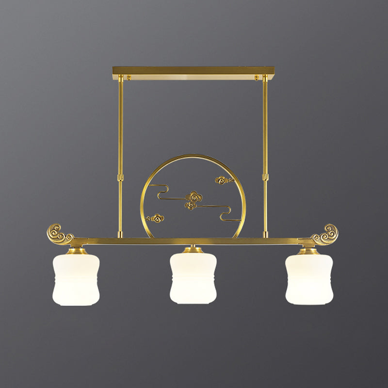 Éclairage d'éclairage d'île géométrique Contemporain 3 Éclairage d'îlot de cuisine léger avec une teinte en verre