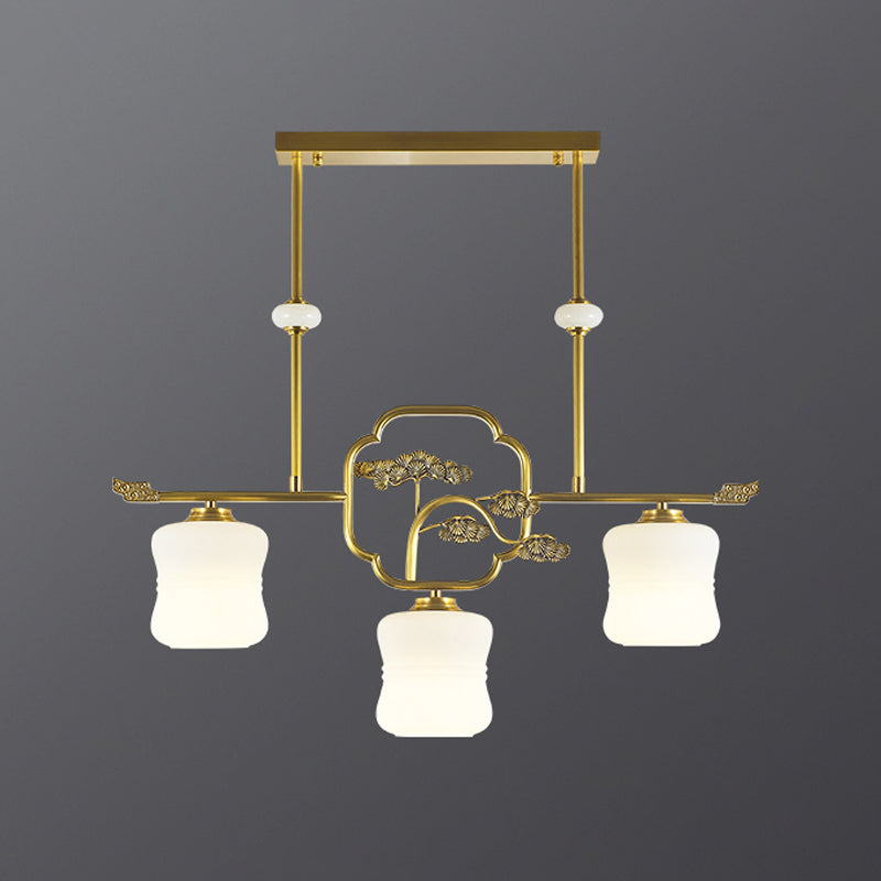 Éclairage d'éclairage d'île géométrique Contemporain 3 Éclairage d'îlot de cuisine léger avec une teinte en verre