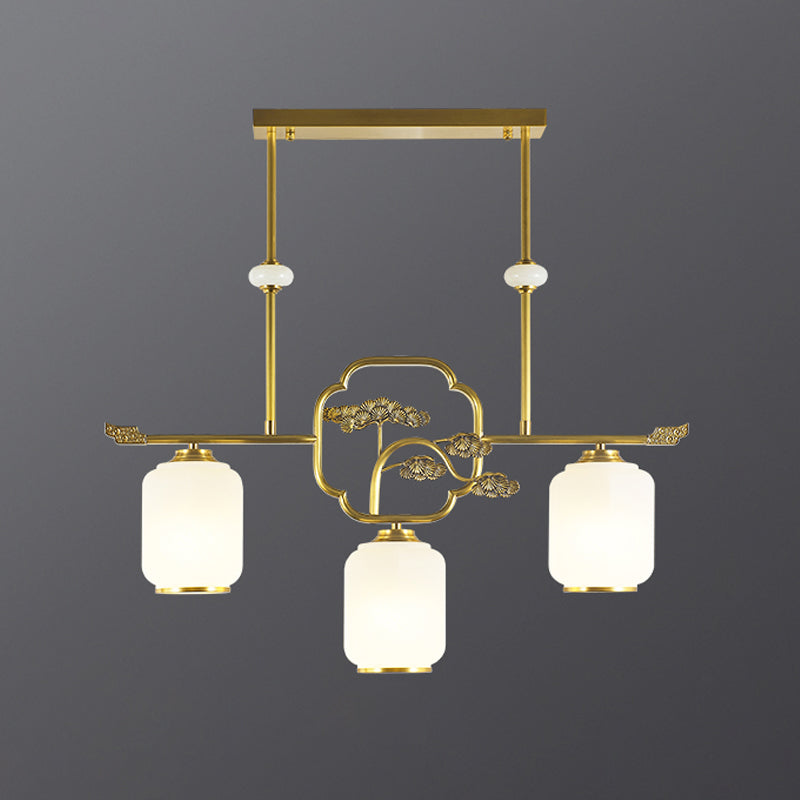 Éclairage d'éclairage d'île géométrique Contemporain 3 Éclairage d'îlot de cuisine léger avec une teinte en verre