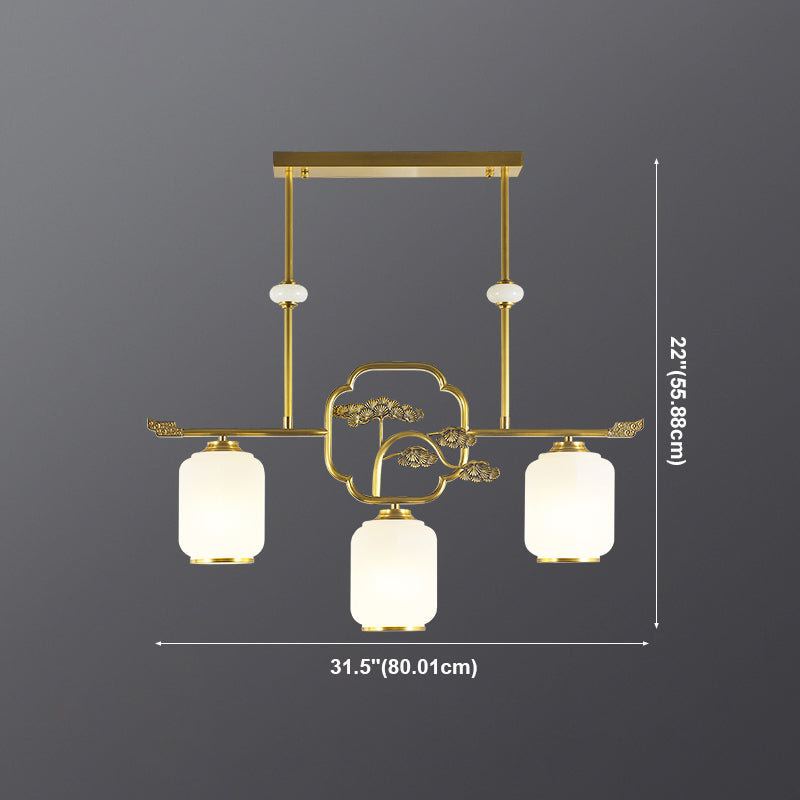 Éclairage d'éclairage d'île géométrique Contemporain 3 Éclairage d'îlot de cuisine léger avec une teinte en verre