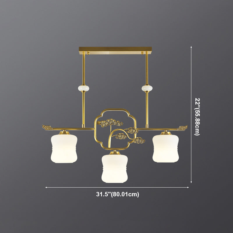 Éclairage d'éclairage d'île géométrique Contemporain 3 Éclairage d'îlot de cuisine léger avec une teinte en verre