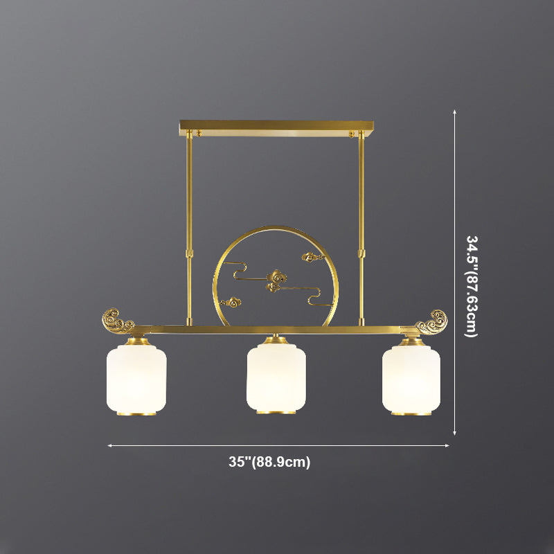 Éclairage d'éclairage d'île géométrique Contemporain 3 Éclairage d'îlot de cuisine léger avec une teinte en verre