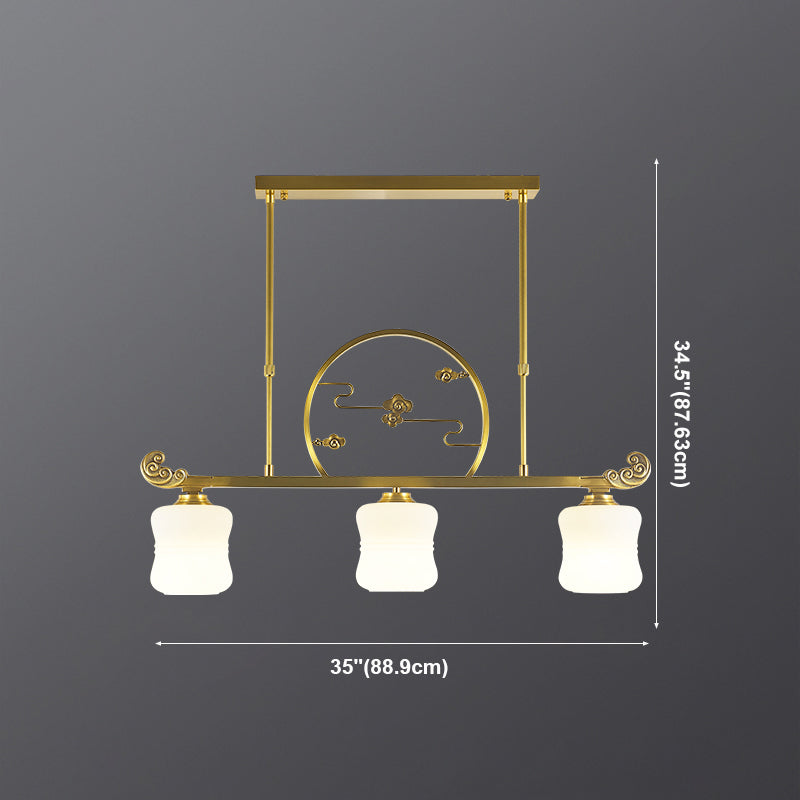 Éclairage d'éclairage d'île géométrique Contemporain 3 Éclairage d'îlot de cuisine léger avec une teinte en verre