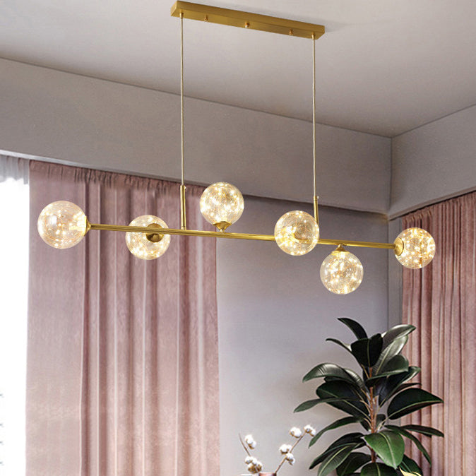 Zeitgenössische Küche Anhänger Lichter linear klare Glasinselbeleuchtungsideen