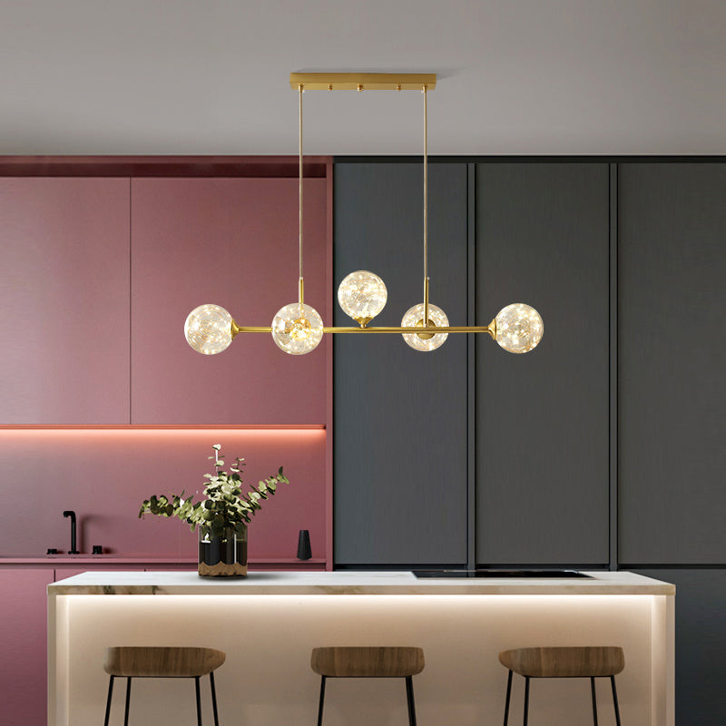 Zeitgenössische Küche Anhänger Lichter linear klare Glasinselbeleuchtungsideen