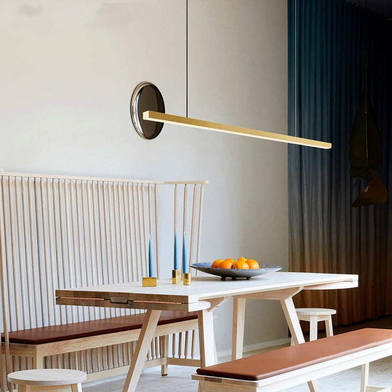 Luz de colgante de cocina contemporánea lineal lámpara de lámpara de metal 1 luz