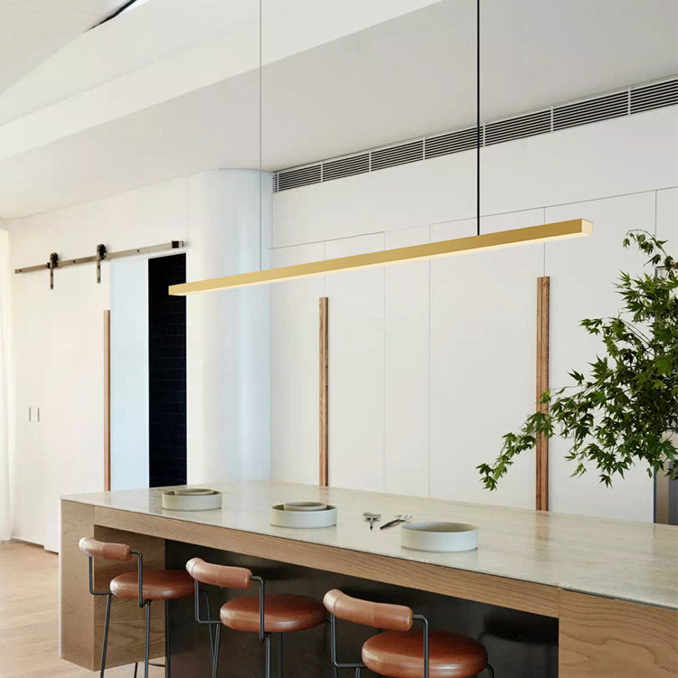 Luz de colgante de cocina contemporánea lineal lámpara de lámpara de metal 1 luz