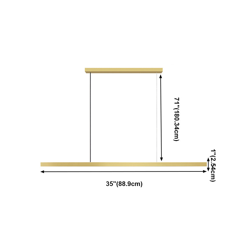 Luz de colgante de cocina contemporánea lineal lámpara de lámpara de metal 1 luz