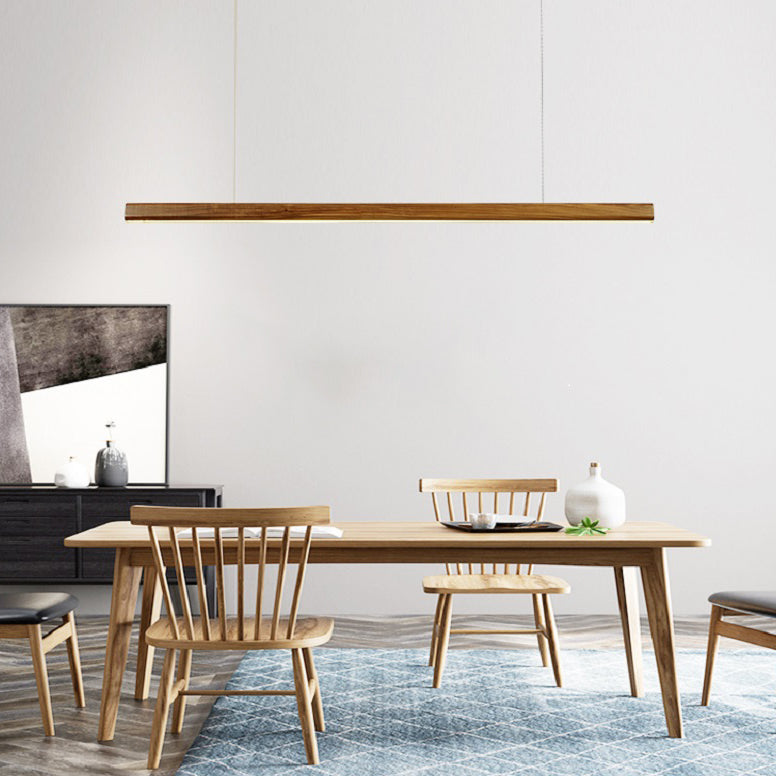 Contemporary Kitchen Pendant Light Linear Wood 1 Light Pendant Lighting Fixture