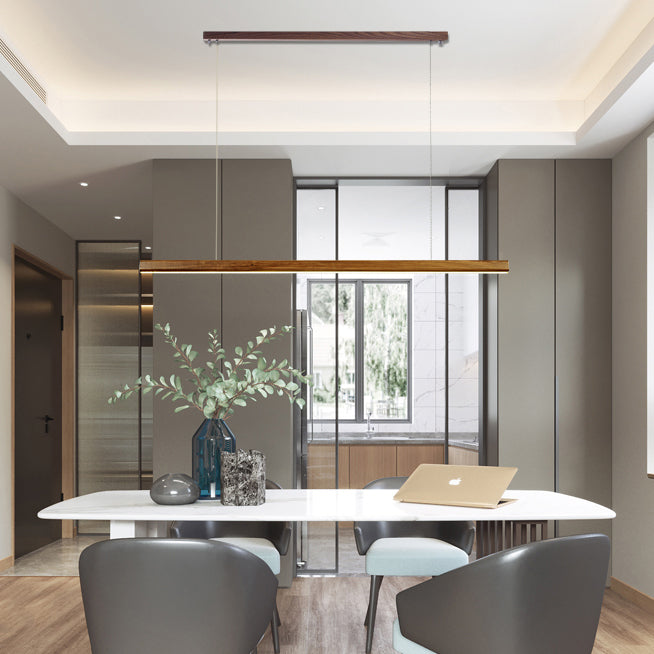Contemporary Kitchen Pendant Light Linear Wood 1 Light Pendant Lighting Fixture